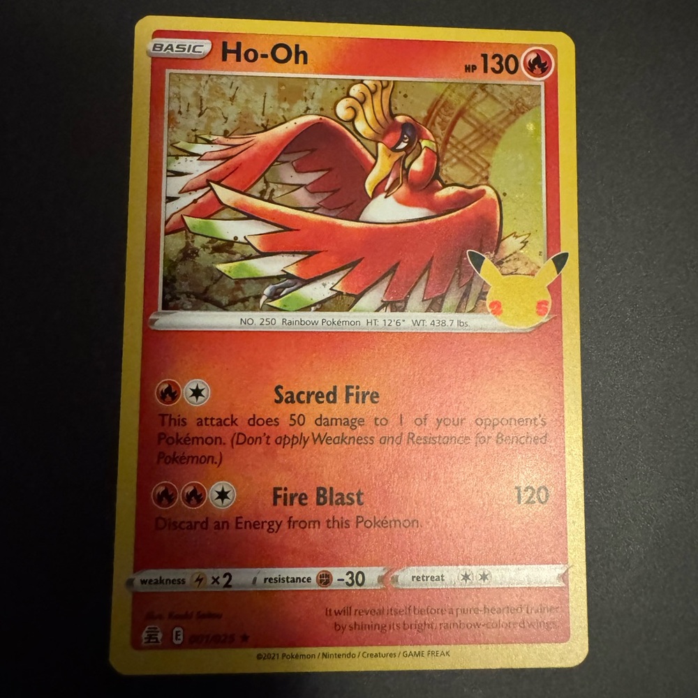 Pokemon Ho-Oh Red and Yellow Holographic Card